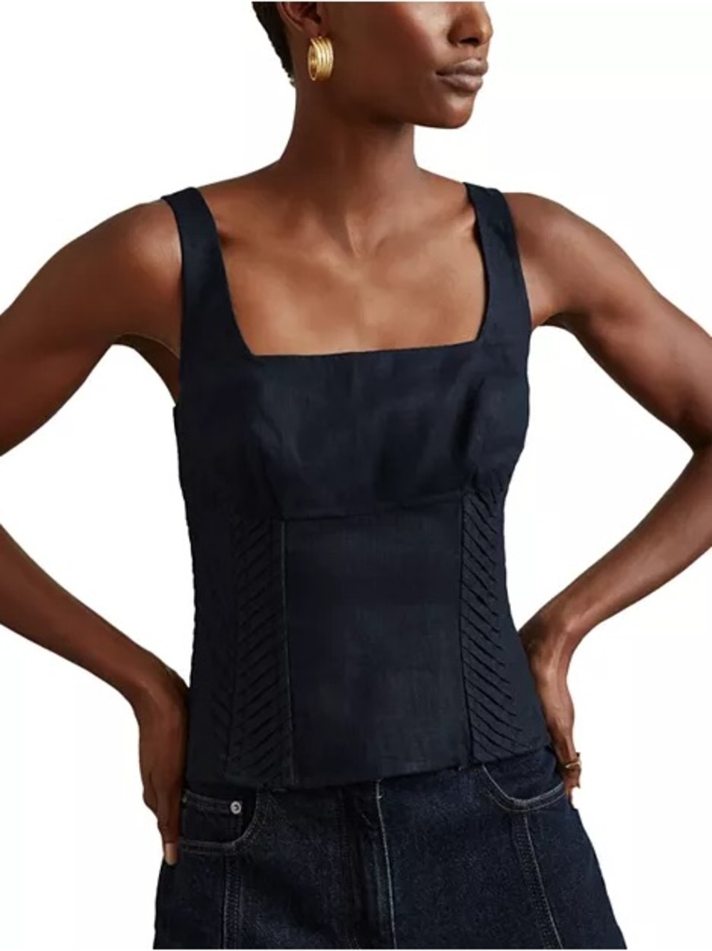 REISS NWT Mirabelle Linen Corset Top